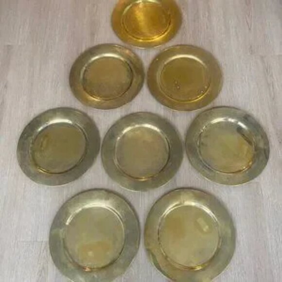 Mid-Century Danish Brass Coaster Dining Plates from Stelton, Set of 8 - Picture 10 of 10